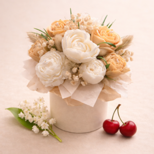 Grace Bloom- Käsitöö küünlakimp- Valge & Beež