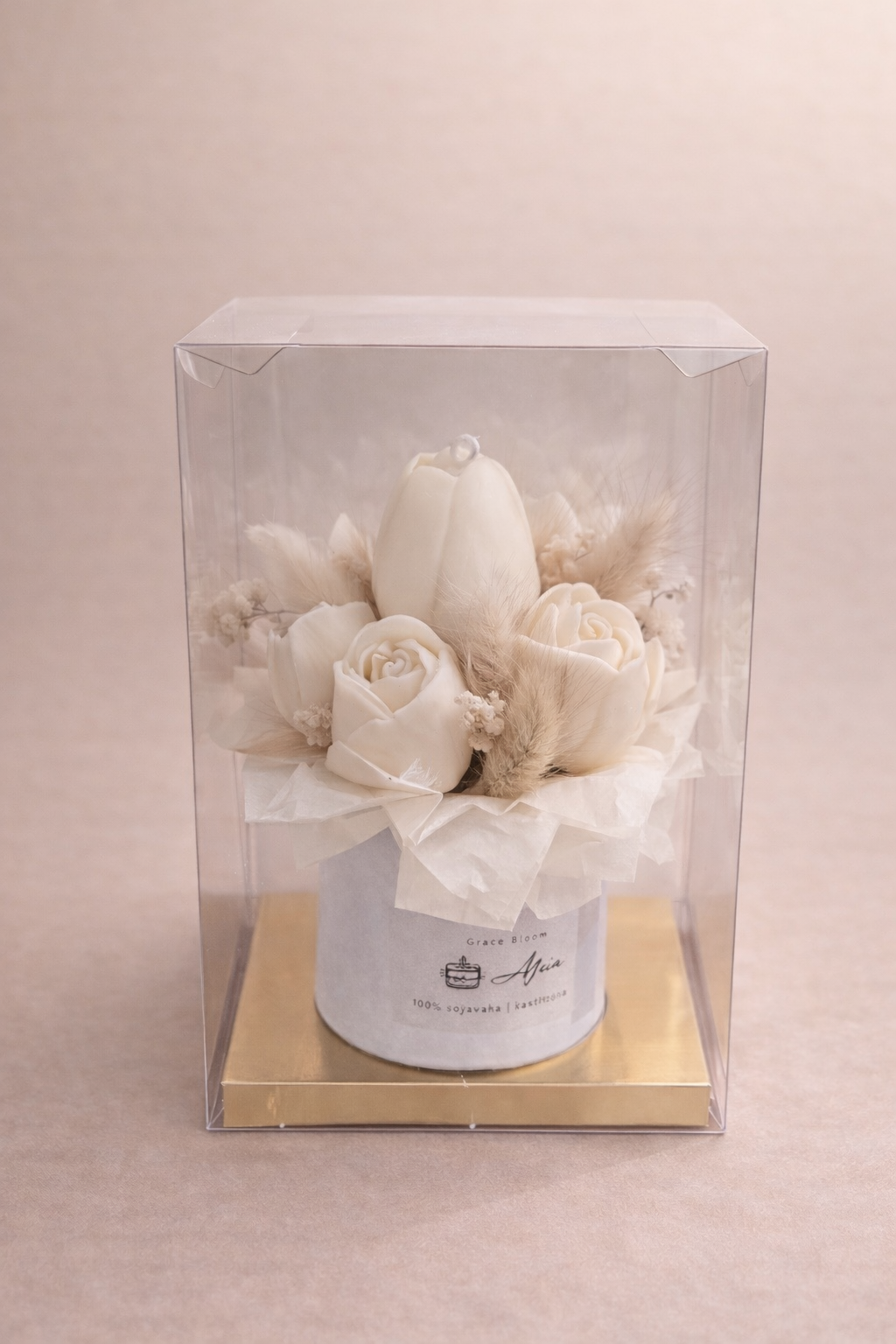 Grace Bloom- Käsitöö küünlakimp- valged tulbid - Image 2