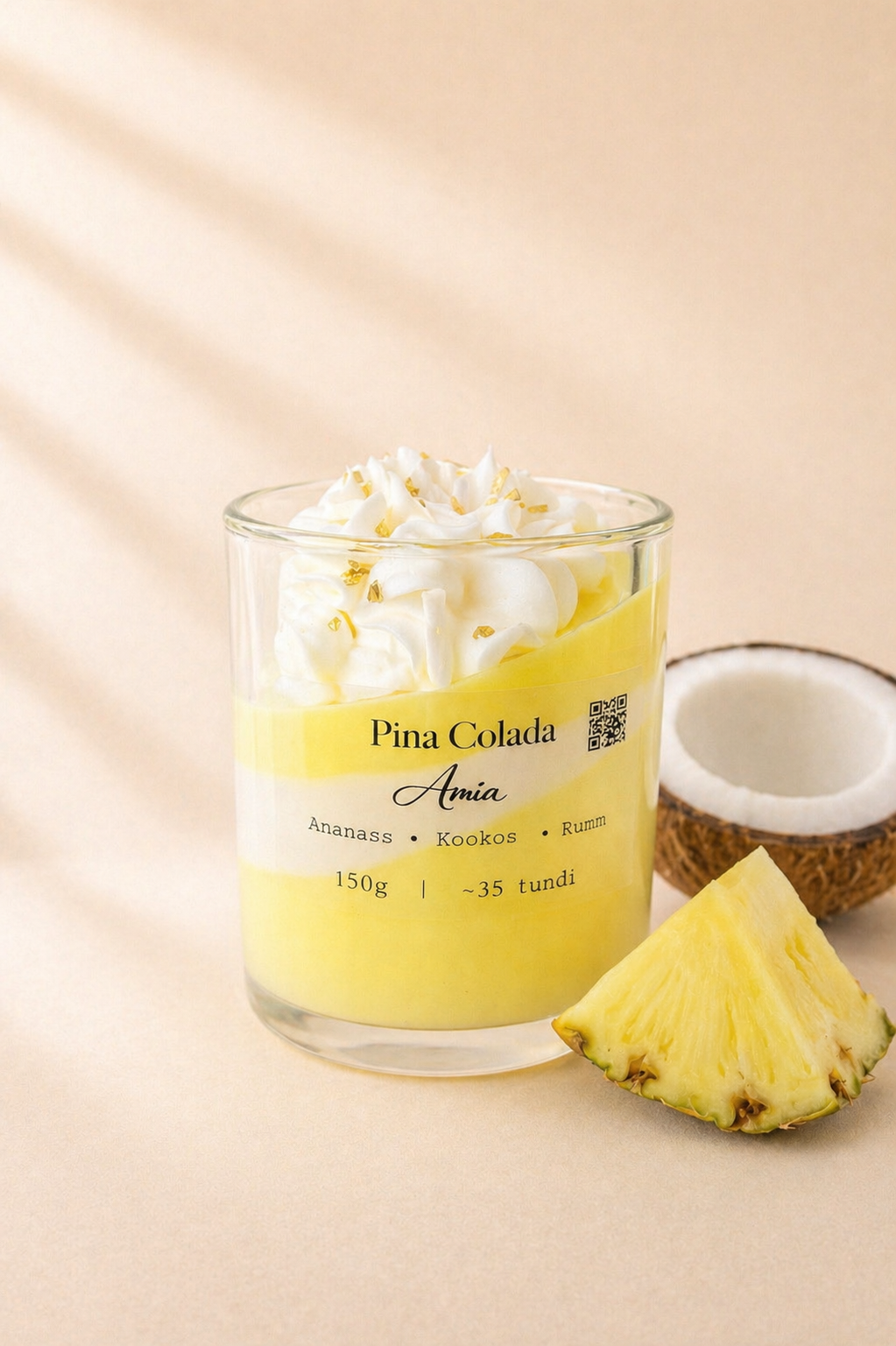 Pina Colada - rapsivahast käsitöö küünal